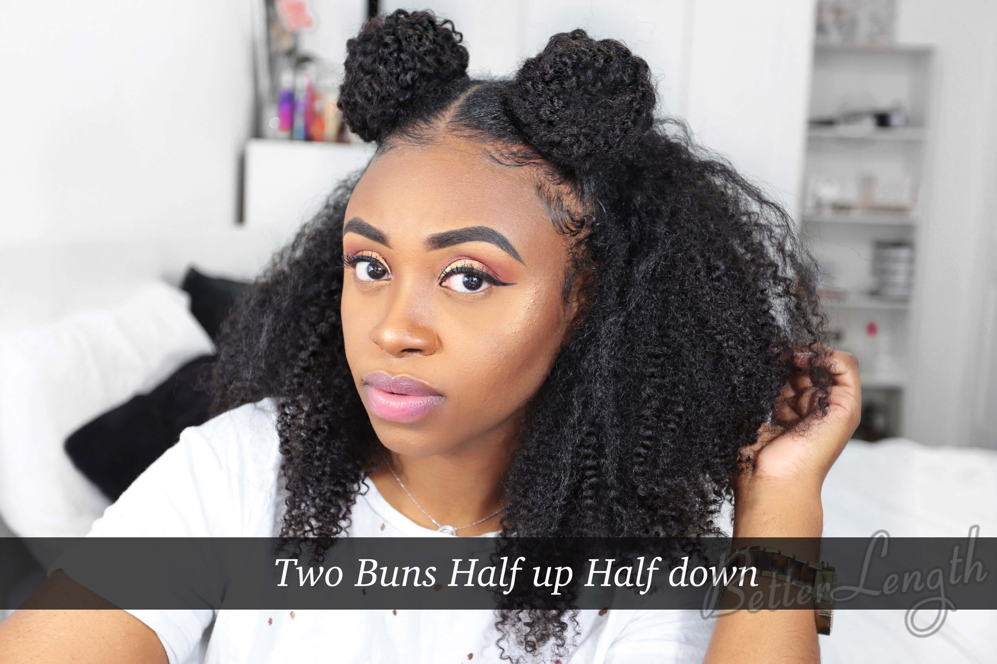 Twobunshalfupandhalfdownhairstsyle - Top 4 Quick and Easy Bun Hairstyles for Back to School