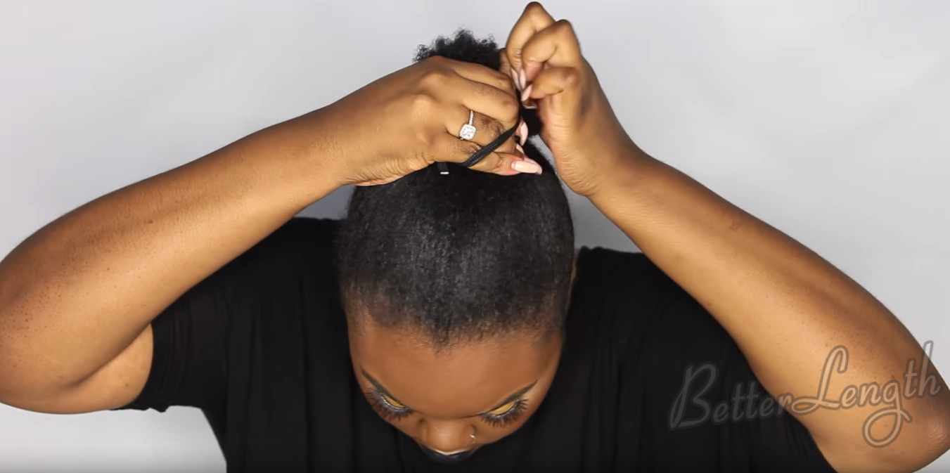 2 7 - How to Do A Rihanna Inspired Loose High Ponytail on Short 4C Natural Hair with Clip-ins
