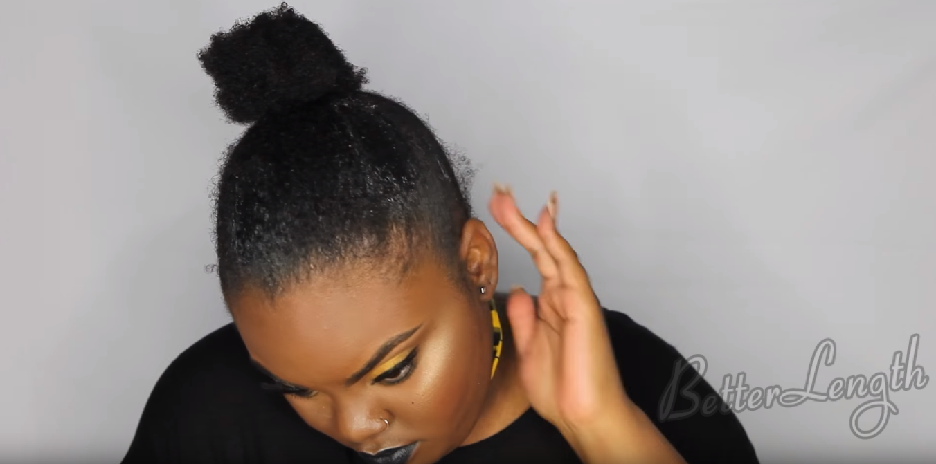 4 7 - How to Do A Rihanna Inspired Loose High Ponytail on Short 4C Natural Hair with Clip-ins
