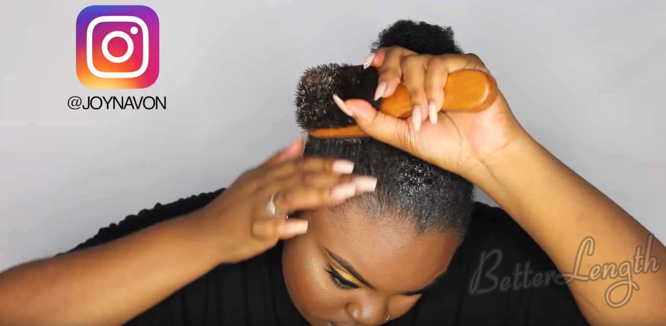 5 7 - How to Do A Rihanna Inspired Loose High Ponytail on Short 4C Natural Hair with Clip-ins