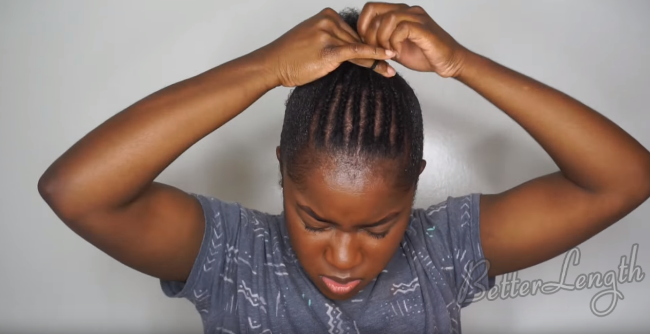 6 2 - Beginner Friendly Braid and Bun Using Clip-ins on SHORT Natural Hair | Tutorial