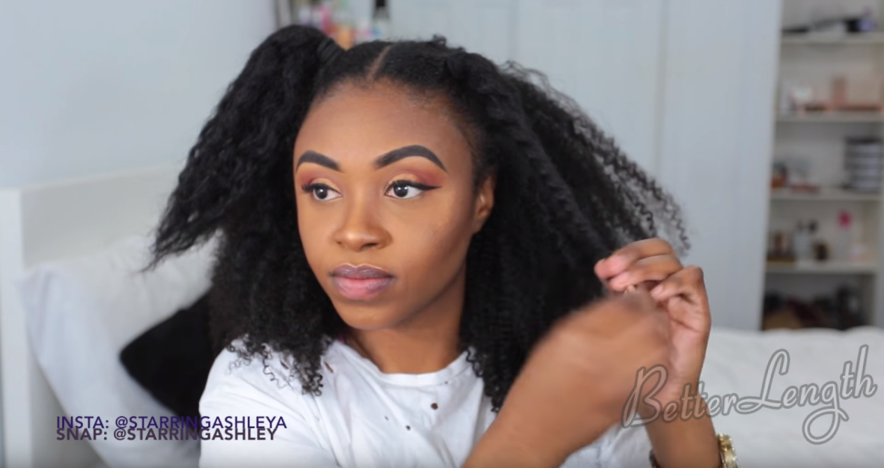 How to Do A Half up Space Buns on Natural Hair with Clip-ins_10