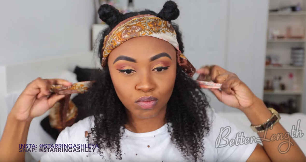 How to Do A Half up Space Buns on Natural Hair with Clip-ins_12