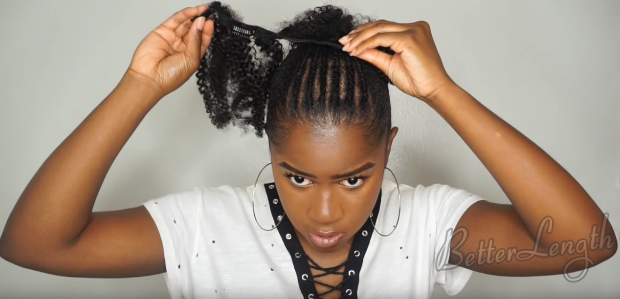 Beginner Friendly Braid and Bun Using Clip-ins on SHORT Natural Hair_12