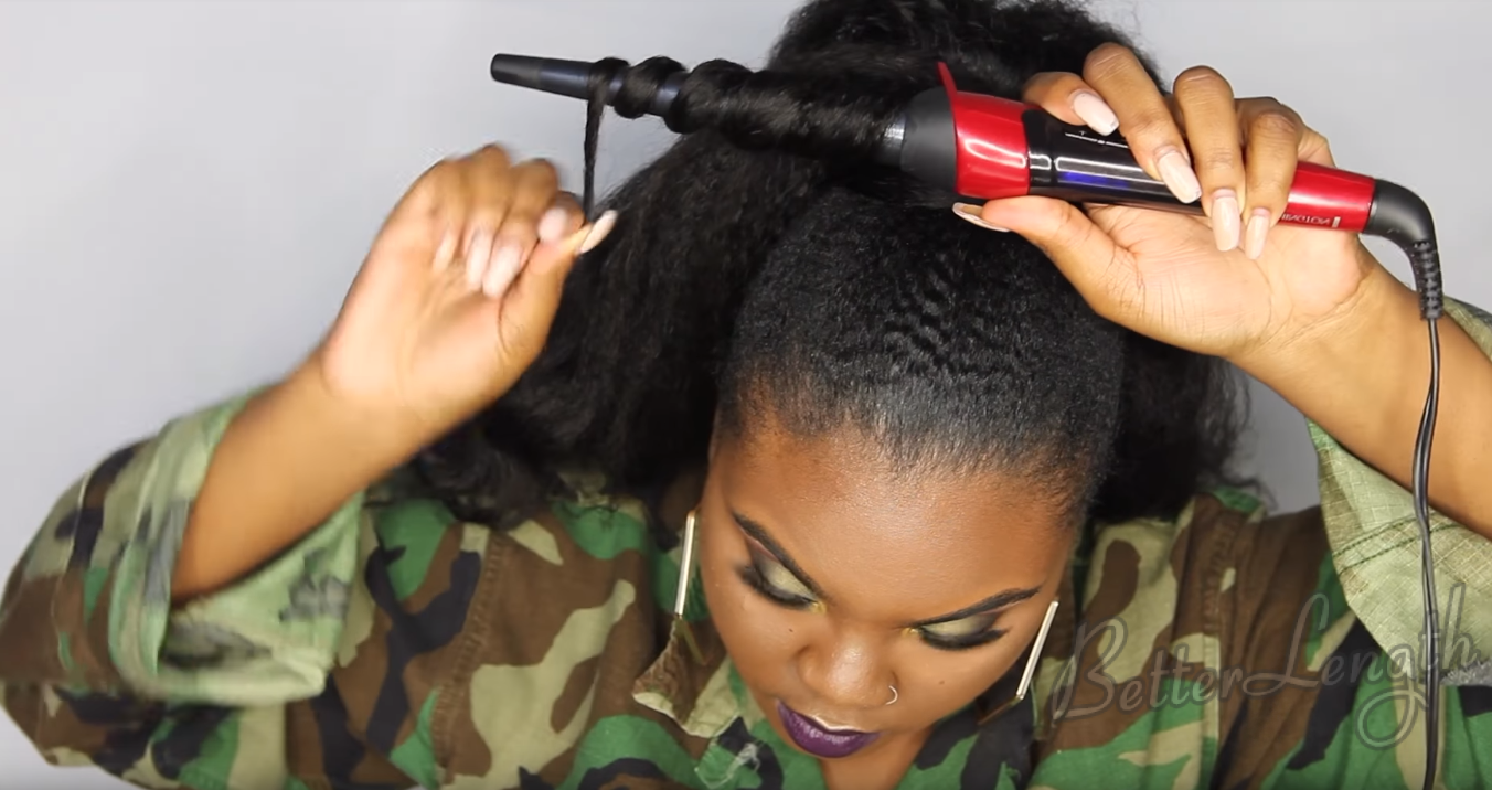 How to Do A Rihanna Inspired Loose High Ponytail on Short 4C Natural Hair with Clip-ins_12