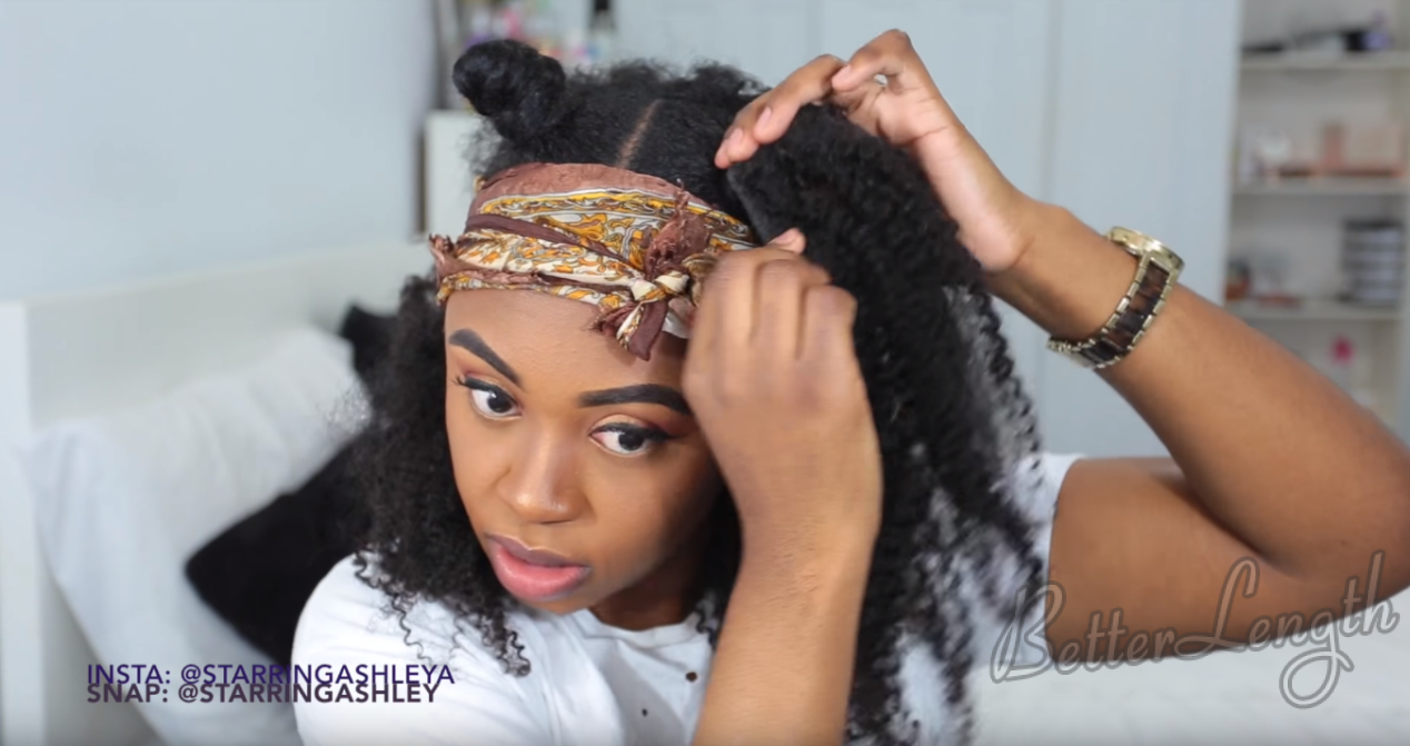 How to Do A Half up Space Buns on Natural Hair with Clip-ins_13