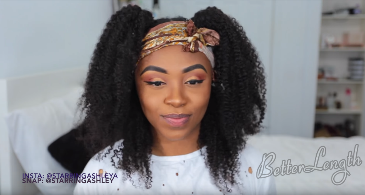 How to Do A Half up Space Buns on Natural Hair with Clip-ins_15