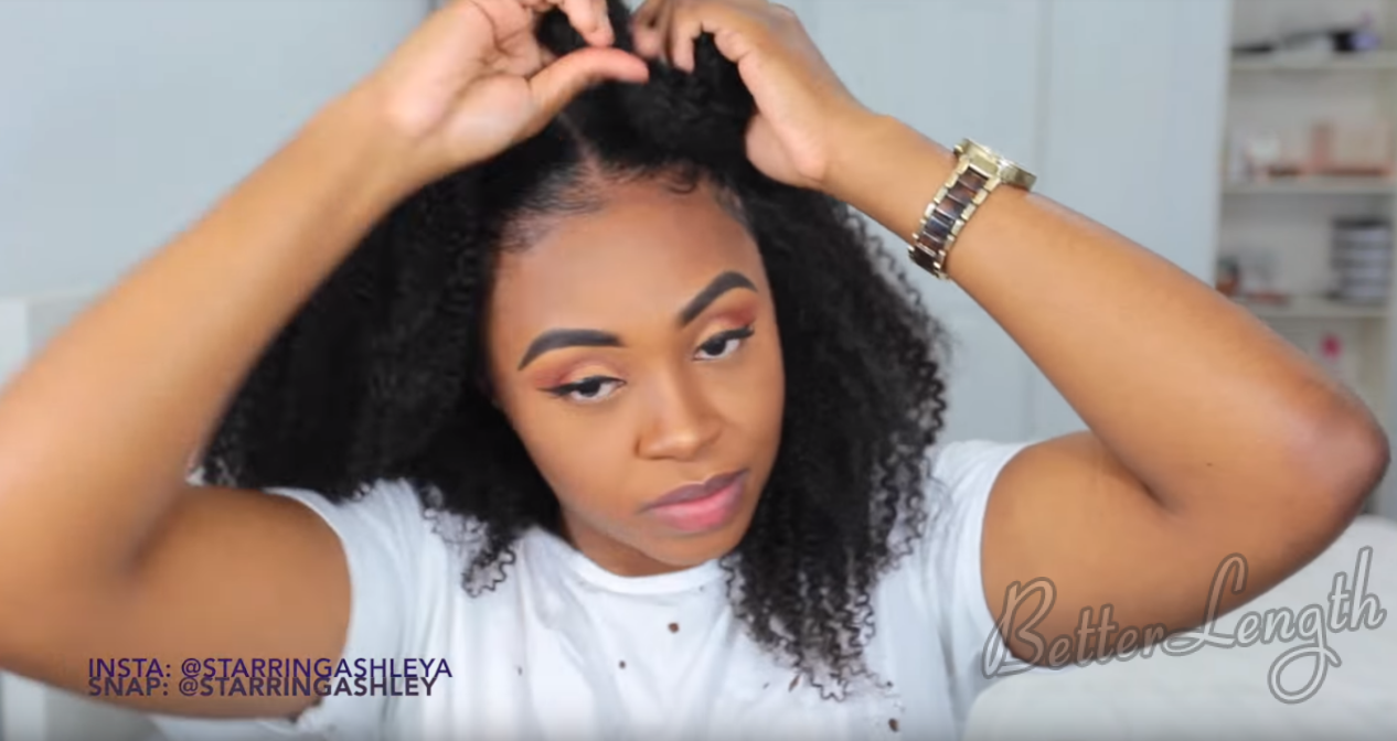 How to Do A Half up Space Buns on Natural Hair with Clip-ins_16
