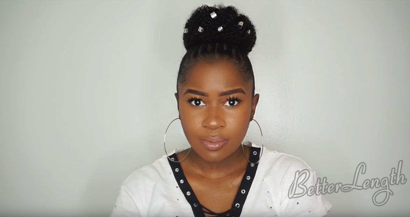 Beginner Friendly Braid and Bun Using Clip-ins on SHORT Natural Hair_17