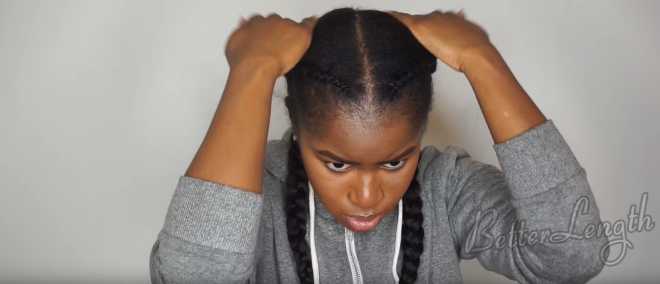 How to Do Feed In Braids Without Using Braiding Hair On Short 4c Natural Hair_19