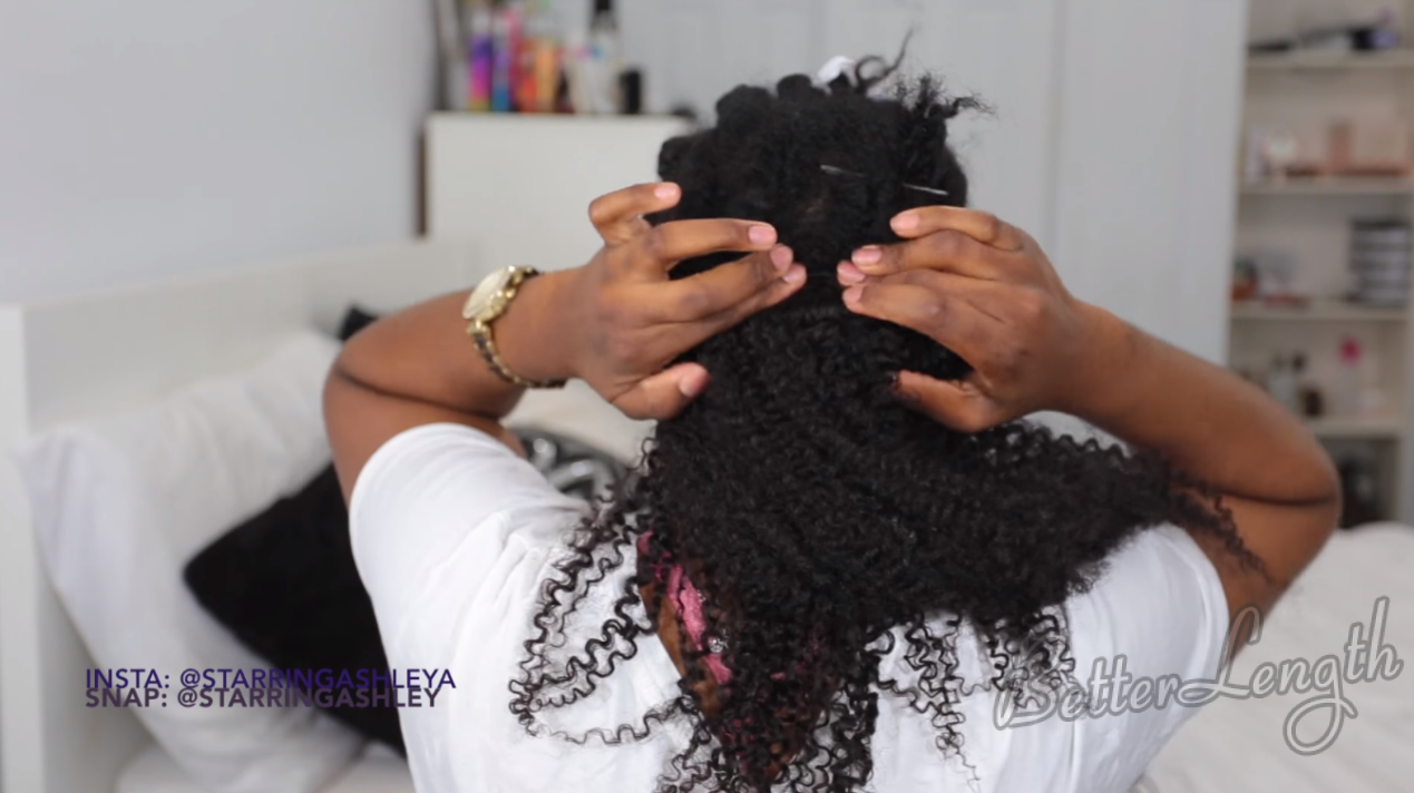 How to Do A Half up Space Buns on Natural Hair with Clip-ins_5