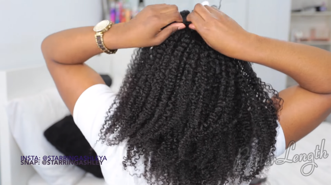 How to Do A Half up Space Buns on Natural Hair with Clip-ins_6