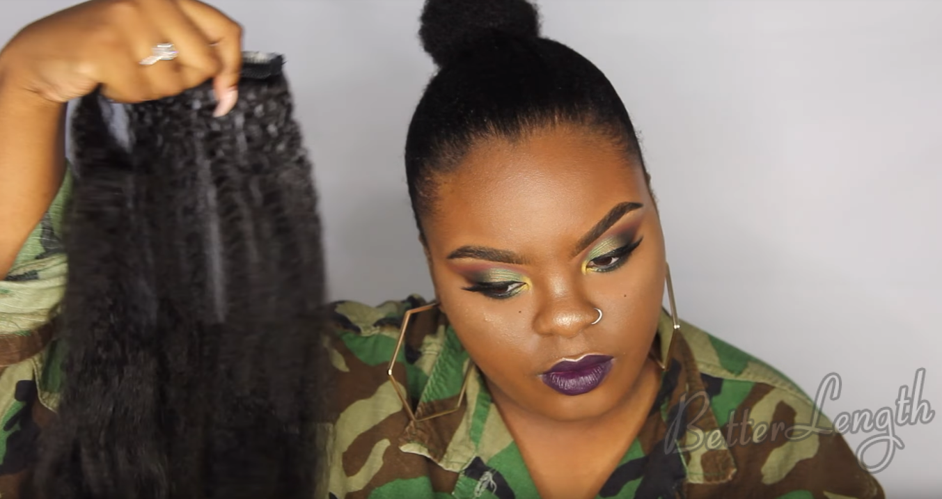 How to Do A Rihanna Inspired Loose High Ponytail on Short 4C Natural Hair with Clip-ins_7