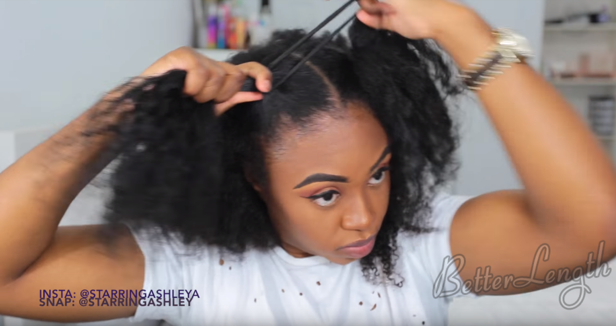 How to Do A Half up Space Buns on Natural Hair with Clip-ins_9