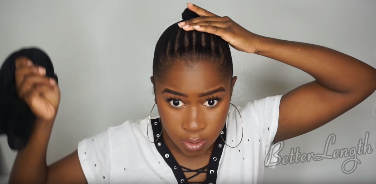 Beginner Friendly Braid and Bun Using Clip-ins on SHORT Natural Hair_9