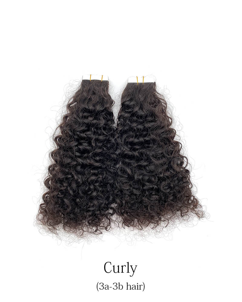 Kinky Curly Tape In Hair Extensions Human Hair For African American